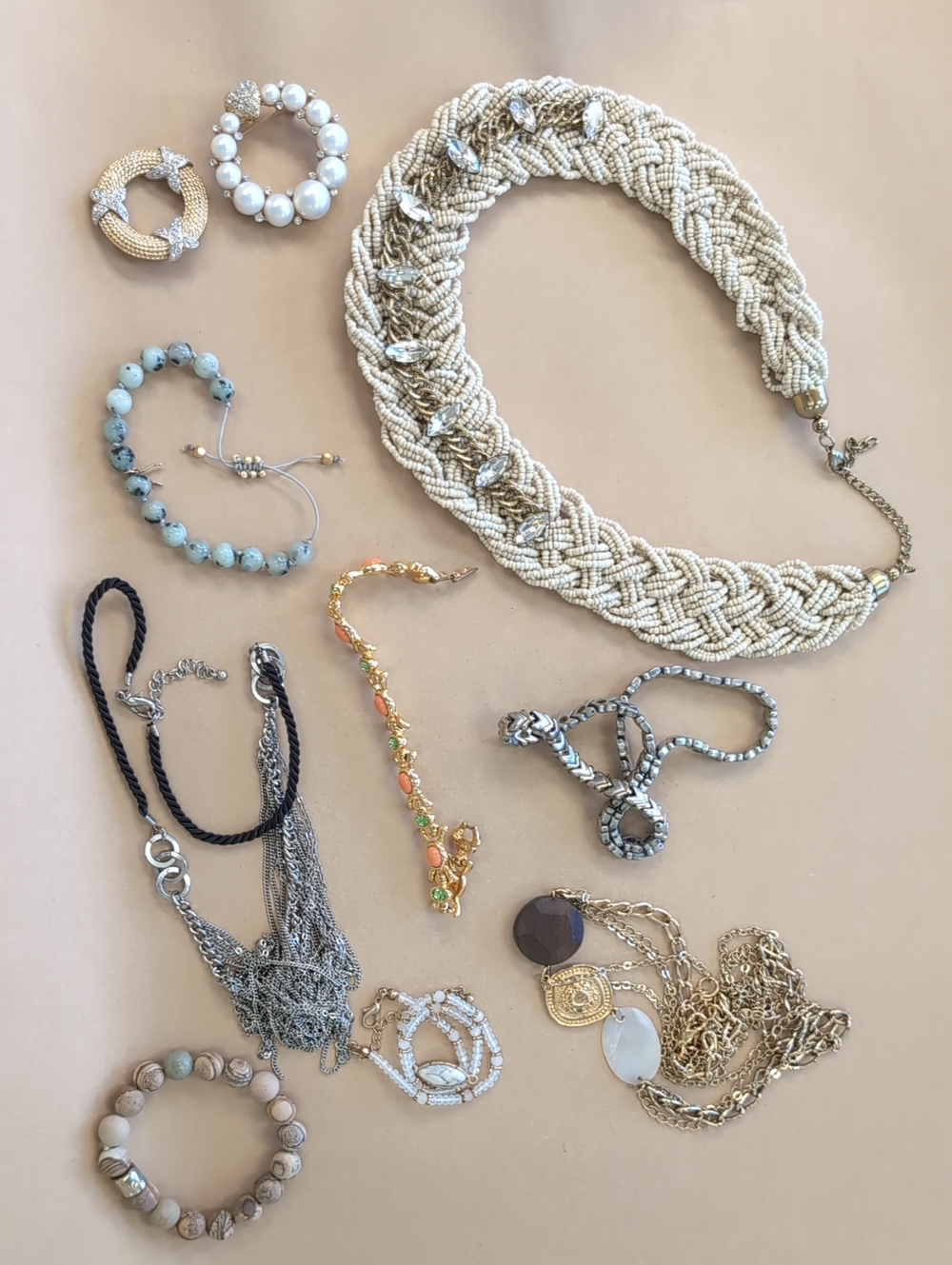 10 Piece Necklaces,  Bracelets And Broaches
